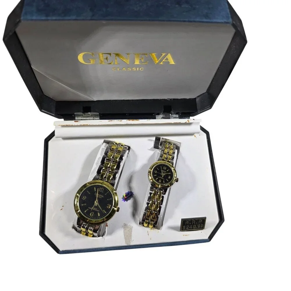 Watch Set Geneva Classic His & Hers Gold tone Silver tone In Original Box